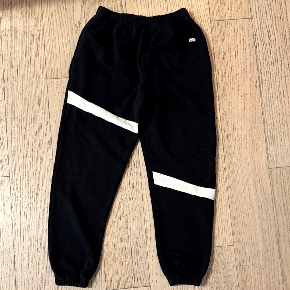 BEAU LOVES Kids Black Jogger sweatpants with Stripes, size 10-11